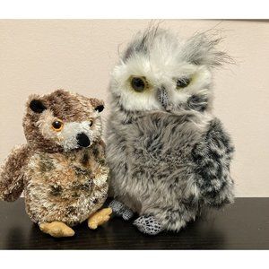 Aurora World Two Plush Owls Gray & Brown Stuffed Animals